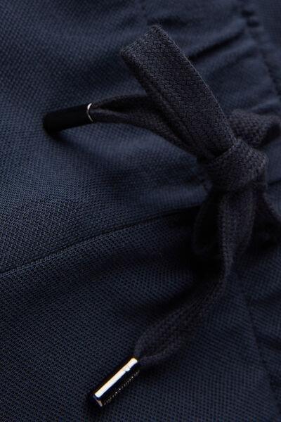 Blue Silk And Modal Pique Shorts, , large image number 4