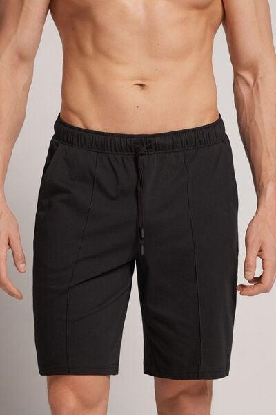 Black Cotton Jersey Shorts, Black, medium