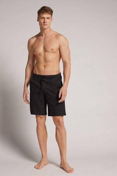 Black Cotton Jersey Shorts, Black, medium