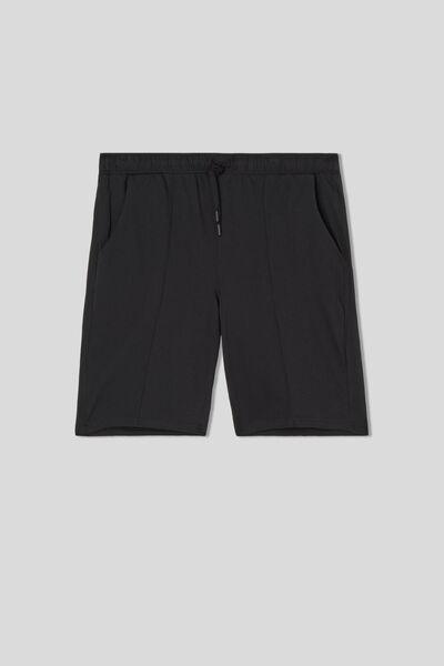 Black - 019 - Black Cotton Shorts with Seam, , large image number 2