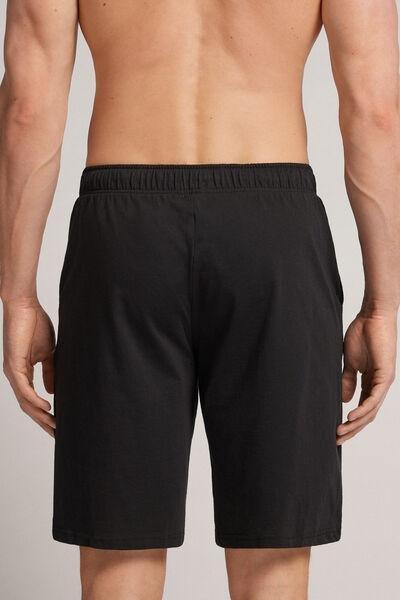 Black - 019 - Black Cotton Shorts with Seam, , large image number 3