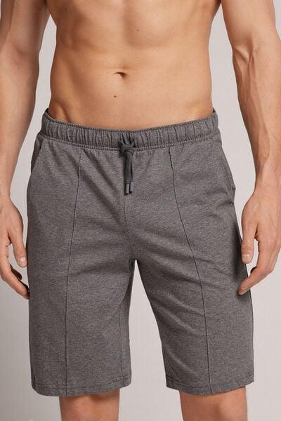 Grey Cotton Jersey Shorts, Graphite Grey Blend, medium