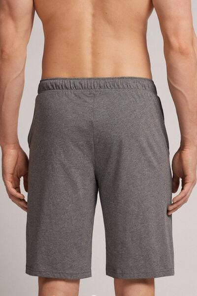 Dark Grey - 5227 - Charcoal Grey Melange Cotton Shorts with Seam, Graphite Grey Blend, large image number 3