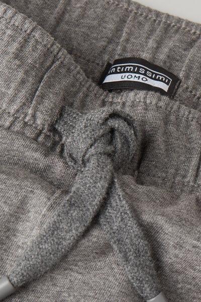 Dark Grey - 5227 - Charcoal Grey Melange Cotton Shorts with Seam, Graphite Grey Blend, large image number 4