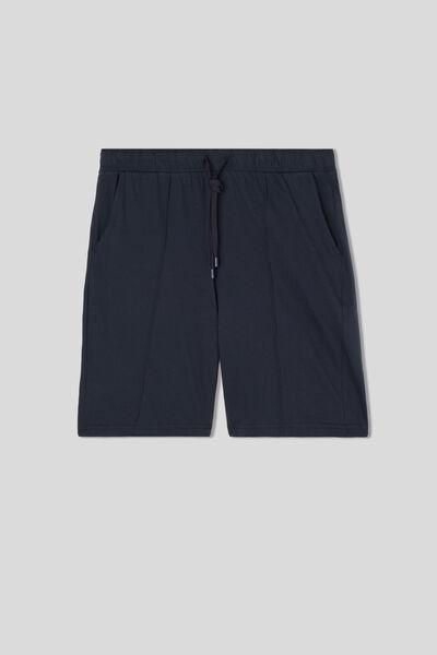 Blue - 800 - Blu Notte Cotton Shorts with Seam, , large image number 2