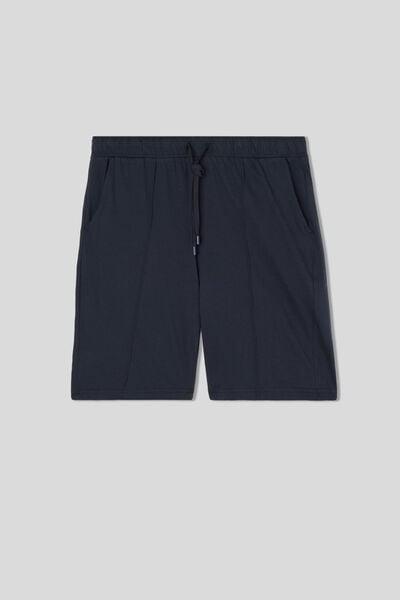Blue - 800 - Blu Notte Cotton Shorts with Seam, Midnight Blue, large image number 2