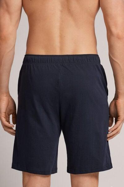 Blue - 800 - Blu Notte Cotton Shorts with Seam, Midnight Blue, large image number 3