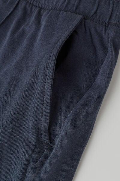 Blue - 800 - Blu Notte Cotton Shorts with Seam, Midnight Blue, large image number 4