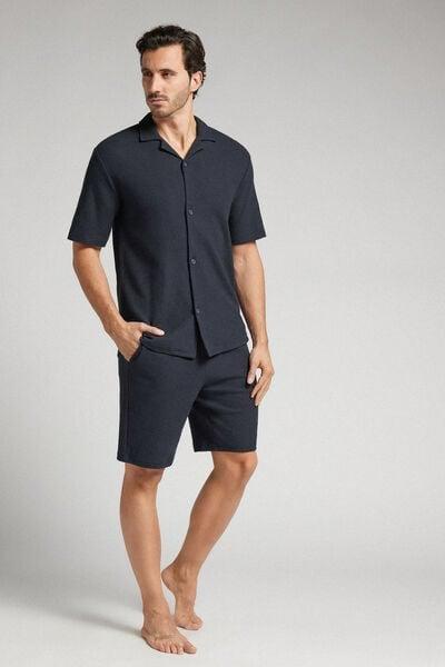 Blue Fleece Shorts, Midnight Blue, medium