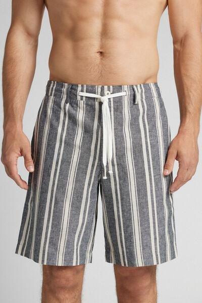 Grey Linen And Cotton Shorts, , medium