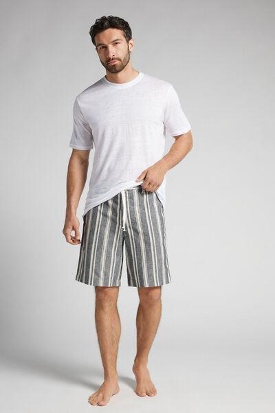 Grey Linen And Cotton Shorts, , large image number 1