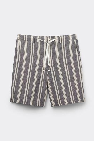 Grey Linen And Cotton Shorts, , large image number 2