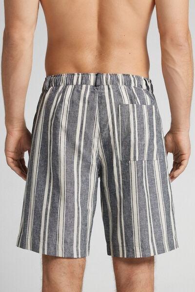 Grey Linen And Cotton Shorts, , large image number 3