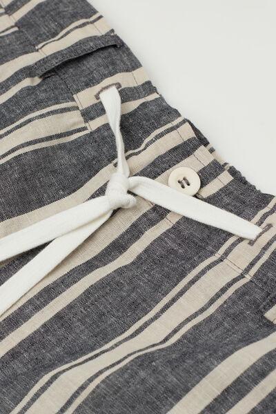 Grey Linen And Cotton Shorts, , large image number 4