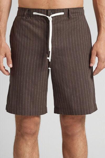 Brown Linen And Cotton Shorts, , large image number 0