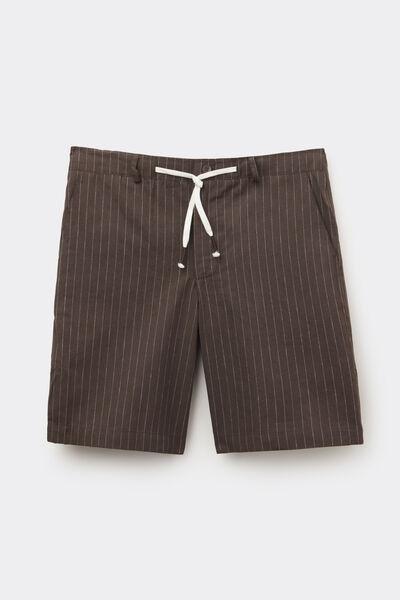 Brown Linen And Cotton Shorts, , large image number 2