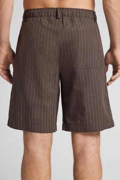 Brown Linen And Cotton Shorts, , large image number 3