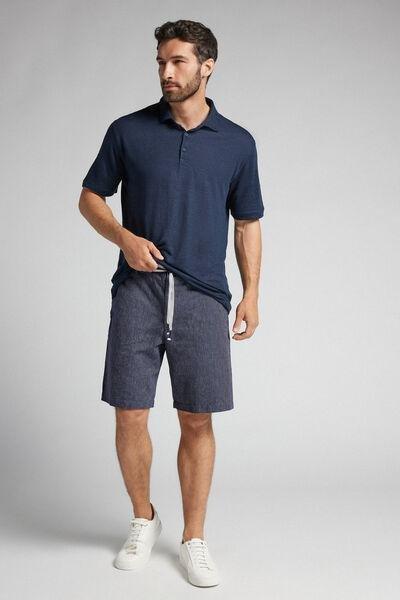 Blue Linen And Cotton Shorts, , large image number 1