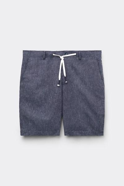 Blue Linen And Cotton Shorts, , large image number 2