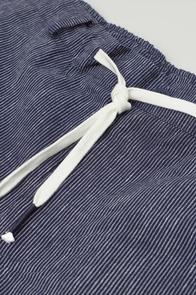 Blue Linen And Cotton Shorts, , large image number 4
