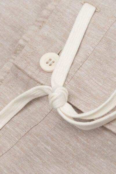 Beige Linen And Cotton Shorts, , large image number 4