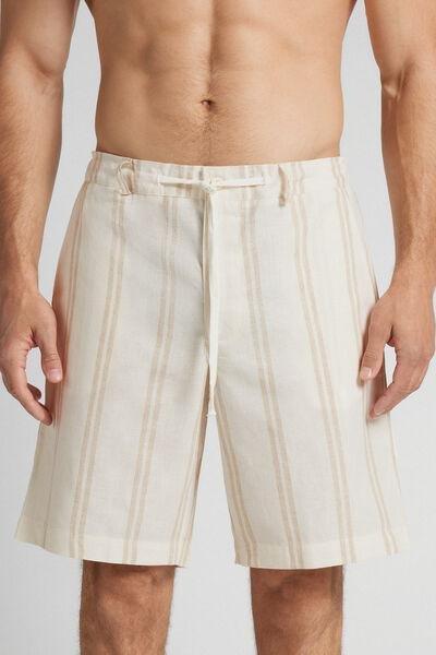 Ecru Linen And Cotton Shorts, B601_920J, large image number 0