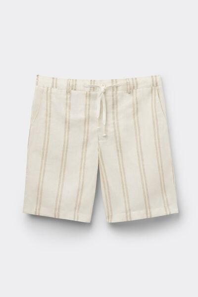 Ecru Linen And Cotton Shorts, B601_920J, large image number 2