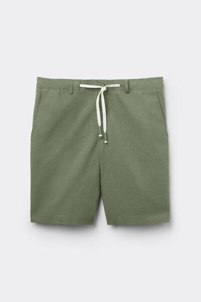 Green Linen And Cotton Shorts, , large image number 2