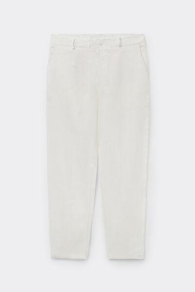 White Regular Fit 100% Linen Pants, B601_125K, large image number 2