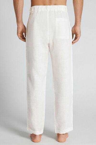 White Regular Fit 100% Linen Pants, B601_125K, large image number 3