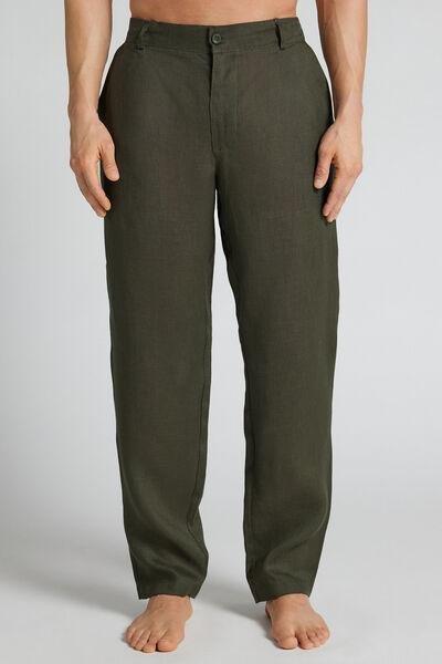 Green Regular Fit 100% Linen Pants, B601_127K, large image number 0