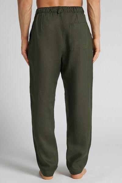Green Regular Fit 100% Linen Pants, B601_127K, large image number 3