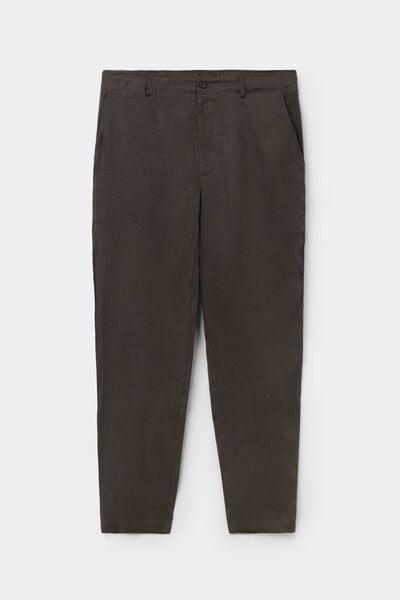 Brown Regular Fit 100% Linen Pants, B601_132K, medium