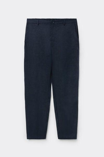 Blue Regular Fit 100% Linen Pants, B601_585J, large image number 2