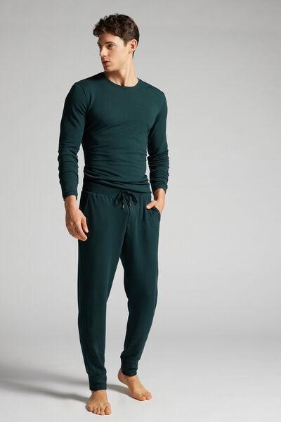 Green Long Micromodel Trousers, , large image number 1