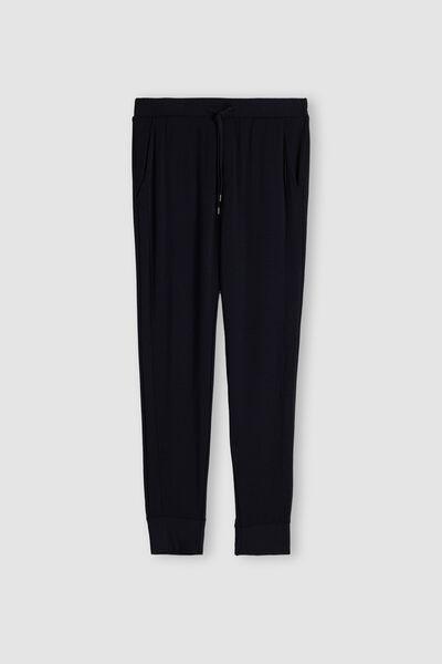 Blue Long Micromodel Trousers, , large image number 2