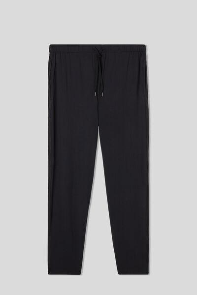 Black Soft Silk Long Trousers, , large image number 2