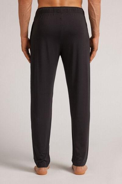 Black Soft Silk Long Trousers, , large image number 3