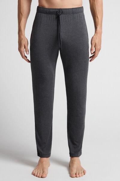 Grey Blend Long Silk And Modal Trousers, , medium