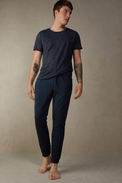 Blue Long Light Fleece Trousers, , large image number 1