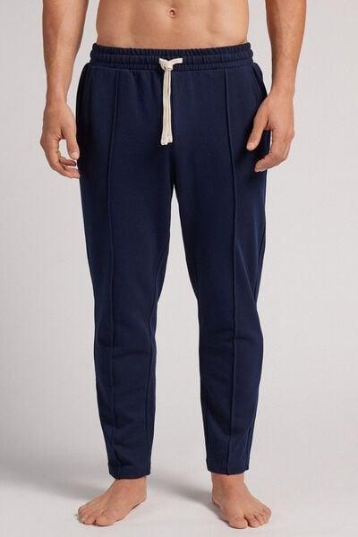 Blue Cotton Fleece Trousers With Seam, Intense Blue, large image number 0