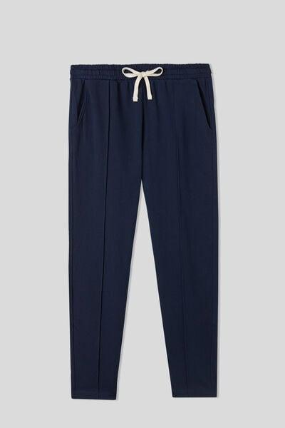 Blue Cotton Fleece Trousers With Seam, Intense Blue, large image number 2