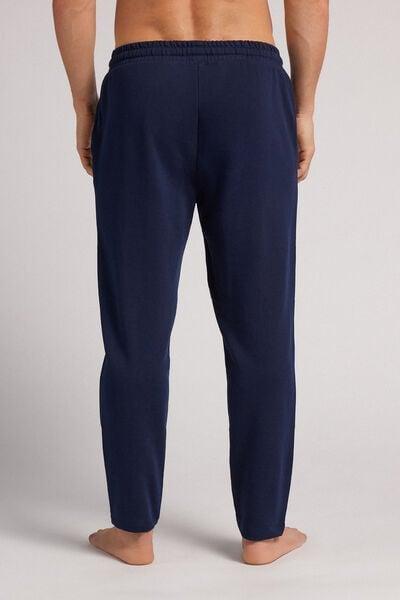 Blue Cotton Fleece Trousers With Seam, Intense Blue, large image number 3