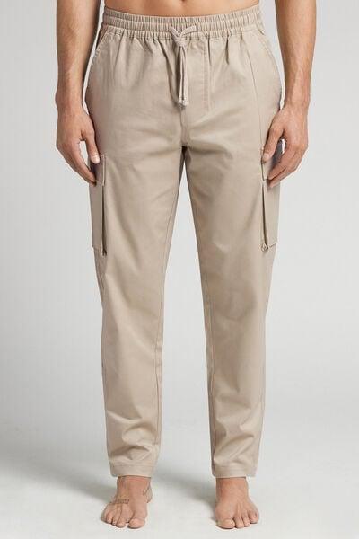 Beige Cargo Casual Pants, B601_519J, large image number 0