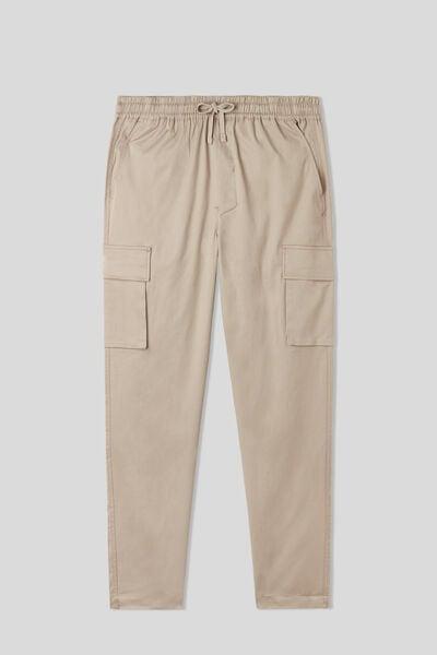 Beige Cargo Casual Pants, B601_519J, large image number 2