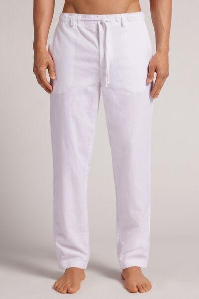 White - 001 - White Linen and Cotton Trousers, , large image number 0