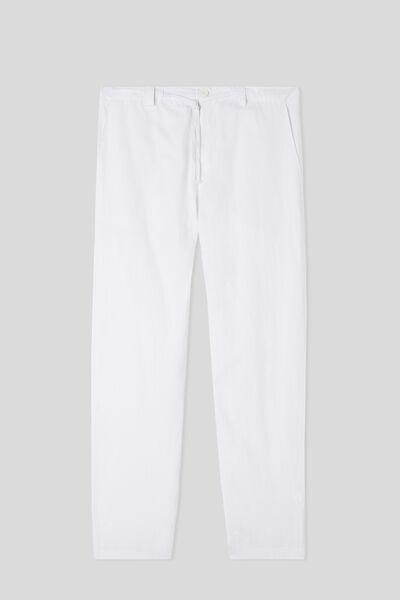 White - 001 - White Linen and Cotton Trousers, , large image number 2