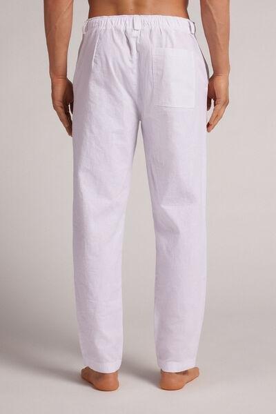 White - 001 - White Linen and Cotton Trousers, , large image number 3
