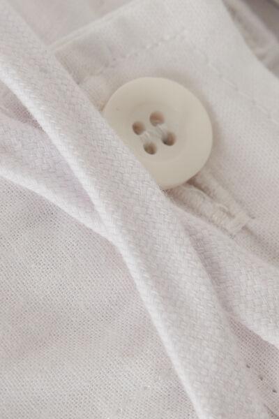 White Linen And Cotton Trousers, White, large image number 4