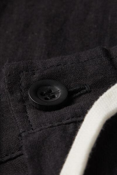 Black Linen And Cotton Trousers, , large image number 4